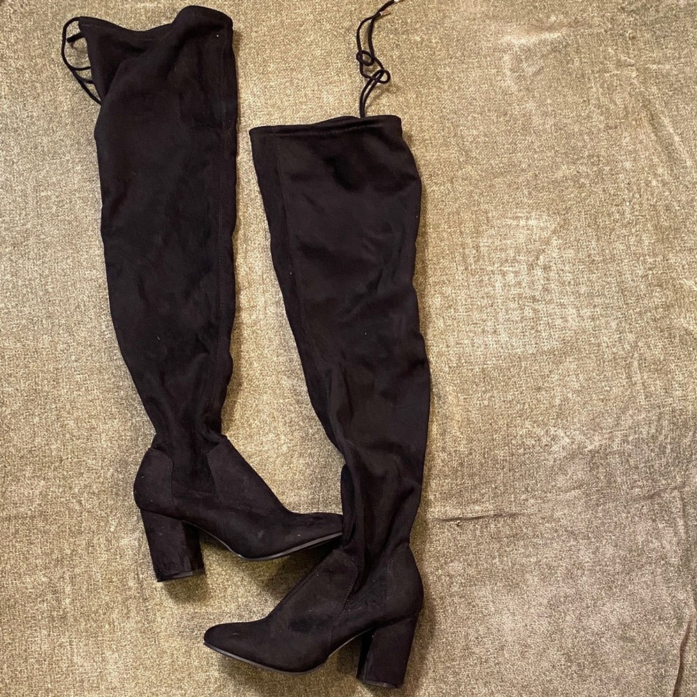 Christian Siriano Black Over-the-Knee Boots